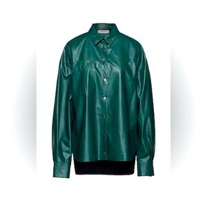 Blouse, green, soft leather.